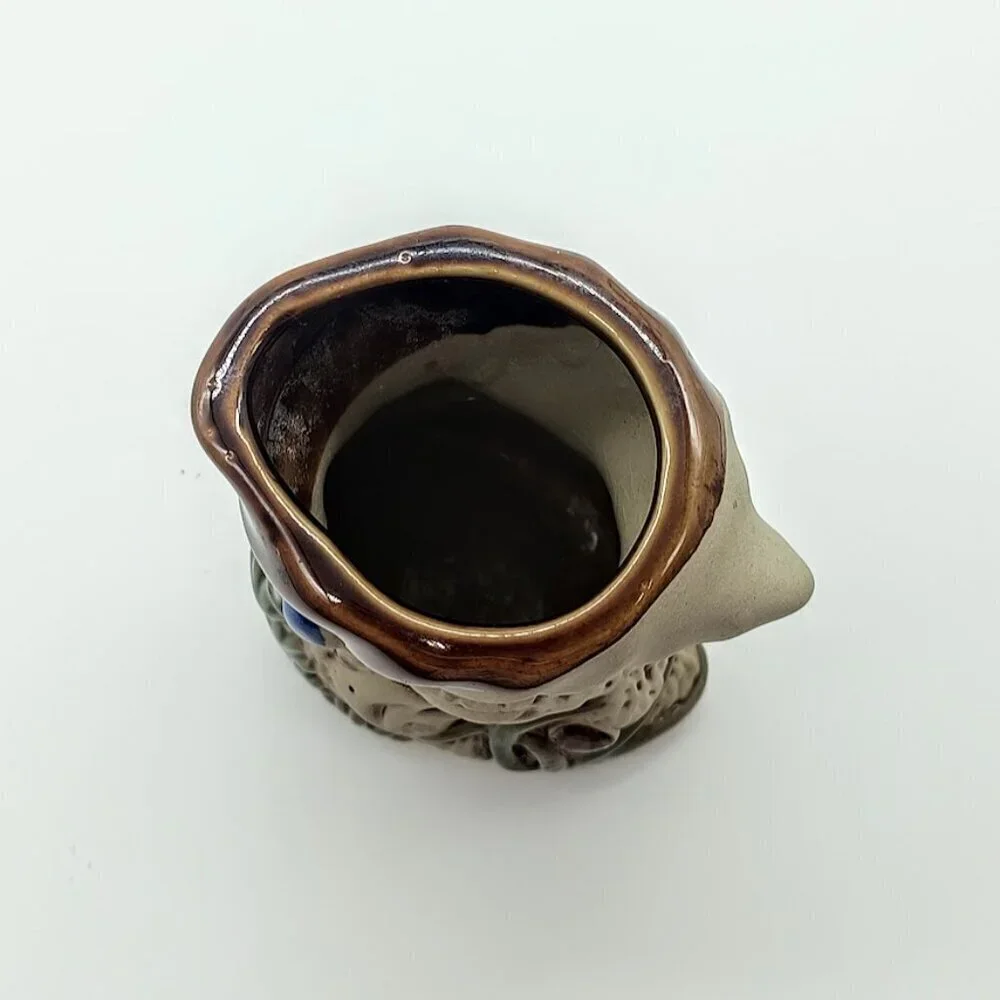 Brown Tan Glazed Pottery Fish Vase Planter